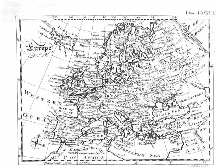 1771 карта Европы из энциклопедии Британика
